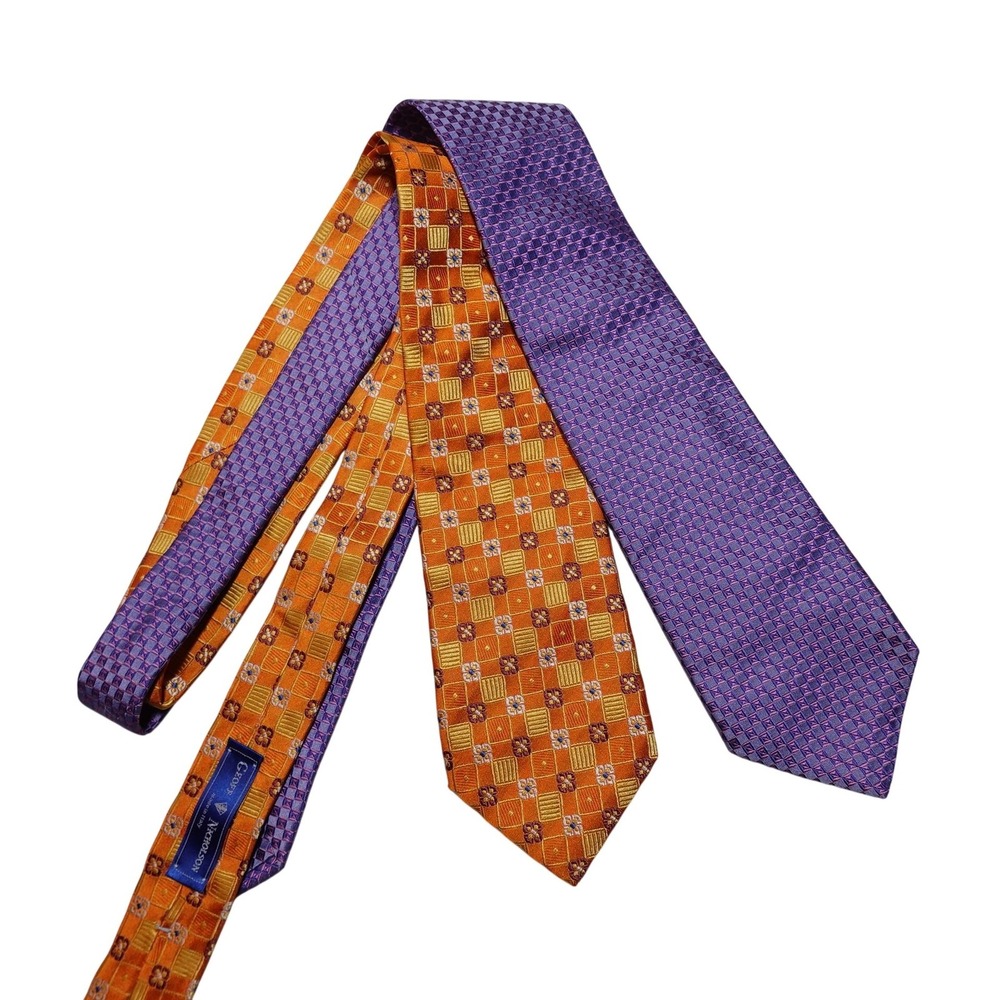 Geoff Nicholson Tie Set Mens One Size Multicolor Geometric Jacquard Lot Of 2